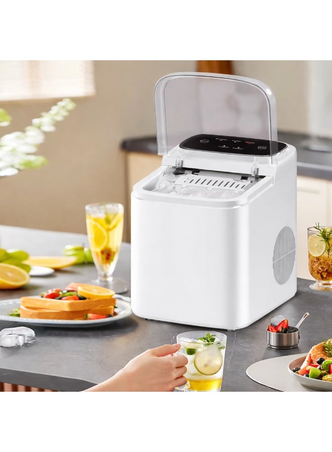 ماكينة صنع الثلج المحمولة - ثلج سريع في 6-8 دقائق، ماكينة صنع ثلج أوتوماتيكية توضع على سطح الطاولة للمنزل والمكتب والحفلات، صغيرة الحجم، سهلة الاستخدام والتنظيف - Image 5